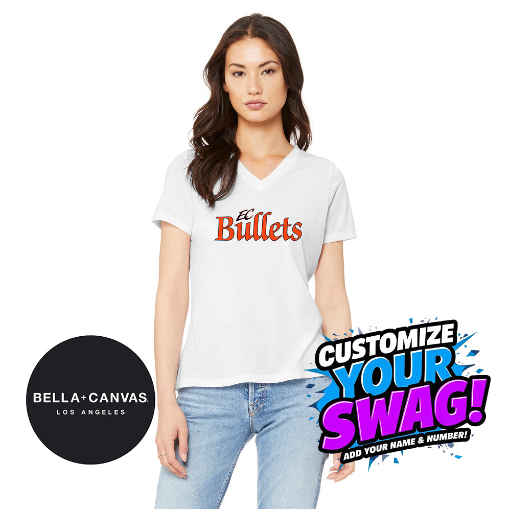 Bella + Canvas 6415 Ladies' Relaxed Triblend V-Neck T-Shirt - EC Bullets Softball