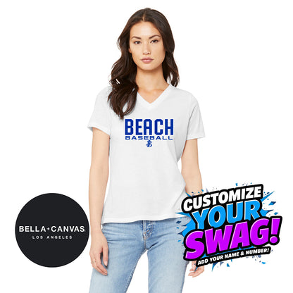 Bella + Canvas 6415 Ladies' Relaxed Triblend V-Neck T-Shirt - Jax Beach Baseball