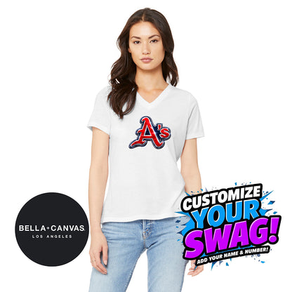 Bella + Canvas 6415 Ladies' Relaxed Triblend V-Neck T-Shirt - Little Rock A's Baseball