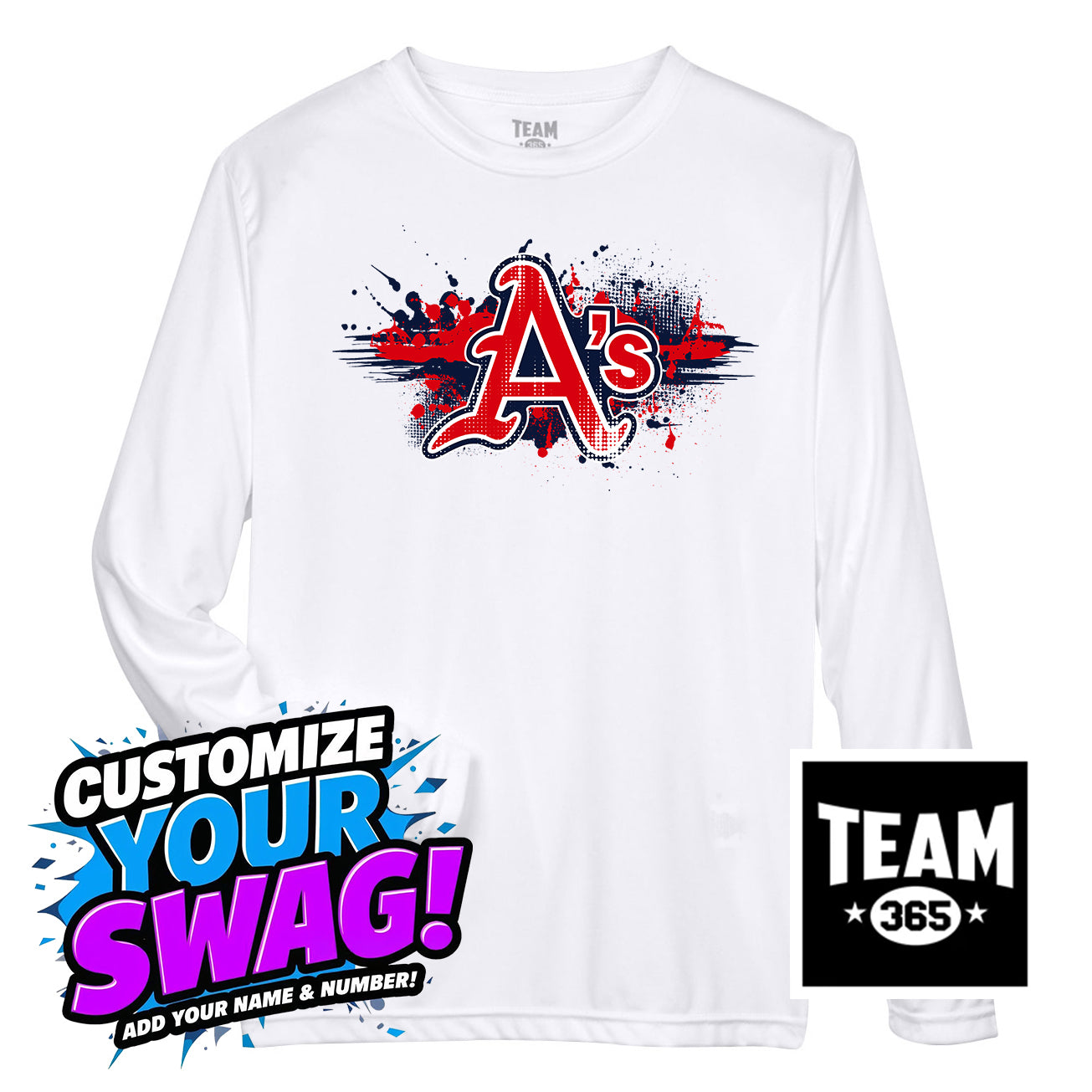 Team 365 Youth & Men's Zone Performance Long-Sleeve T-Shirt - Little Rock A's Baseball