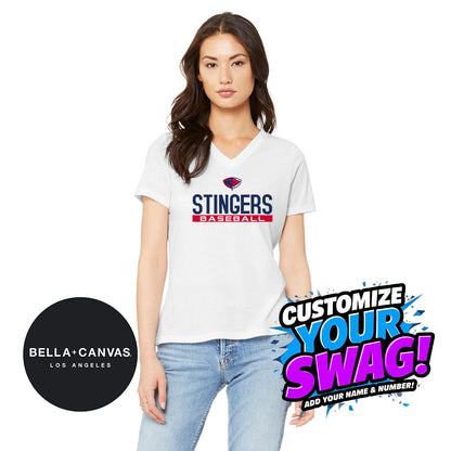 Bella + Canvas 6415 Ladies' Relaxed Triblend V-Neck T-Shirt - Pasco Stingers Baseball