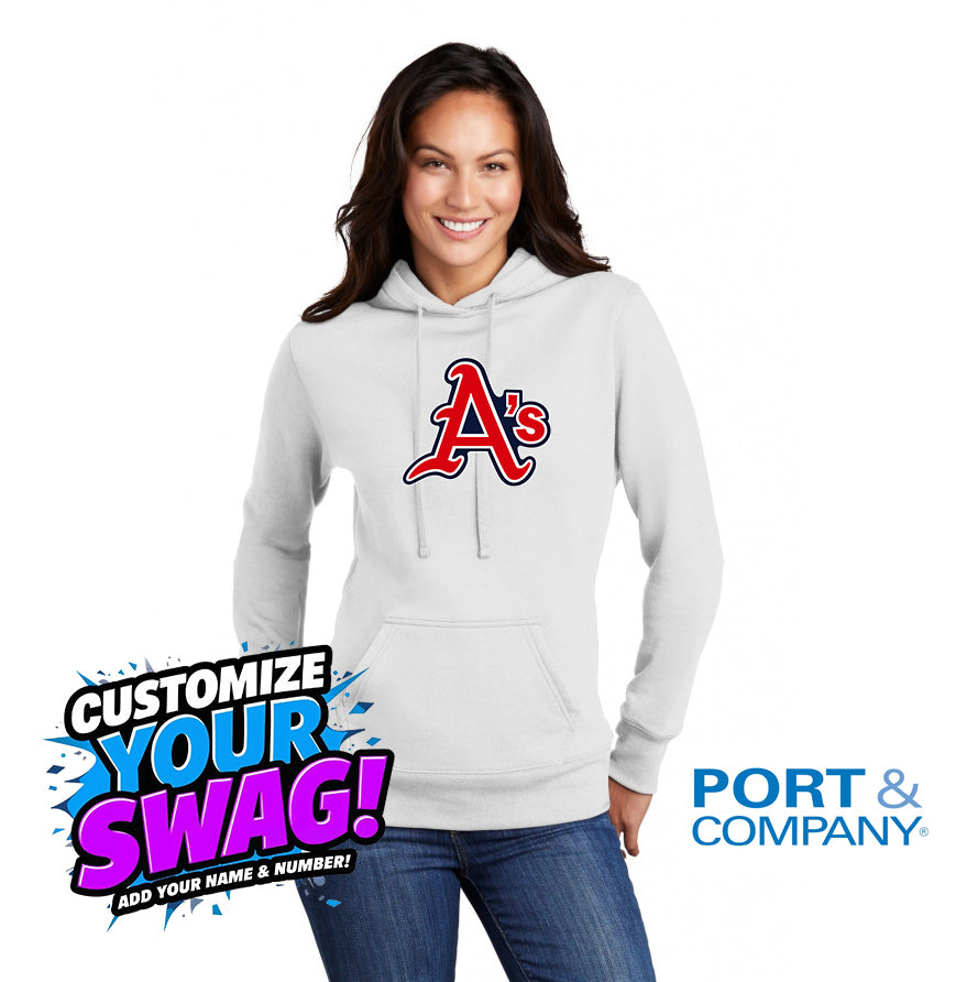 Port & Company Women's Core Fleece Pullover Hooded Sweatshirt LPC78H - Little Rock A's Baseball