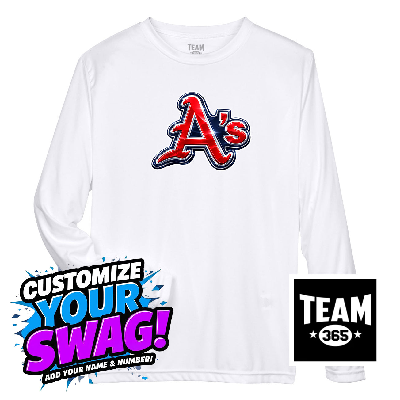 Team 365 Youth & Men's Zone Performance Long-Sleeve T-Shirt - Little Rock A's Baseball