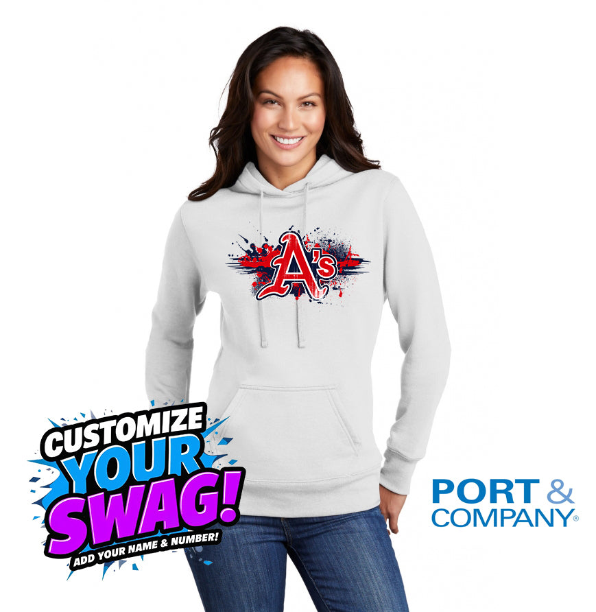 Port & Company Women's Core Fleece Pullover Hooded Sweatshirt LPC78H - Little Rock A's Baseball