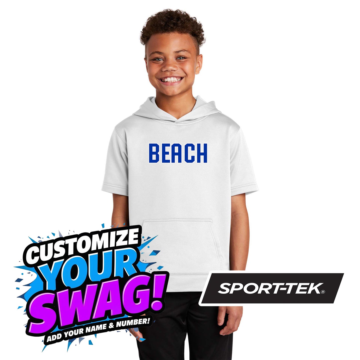 Sport-Tek Youth Sport-Wick Fleece Short Sleeve Hooded Pullover - Jax Beach Baseball