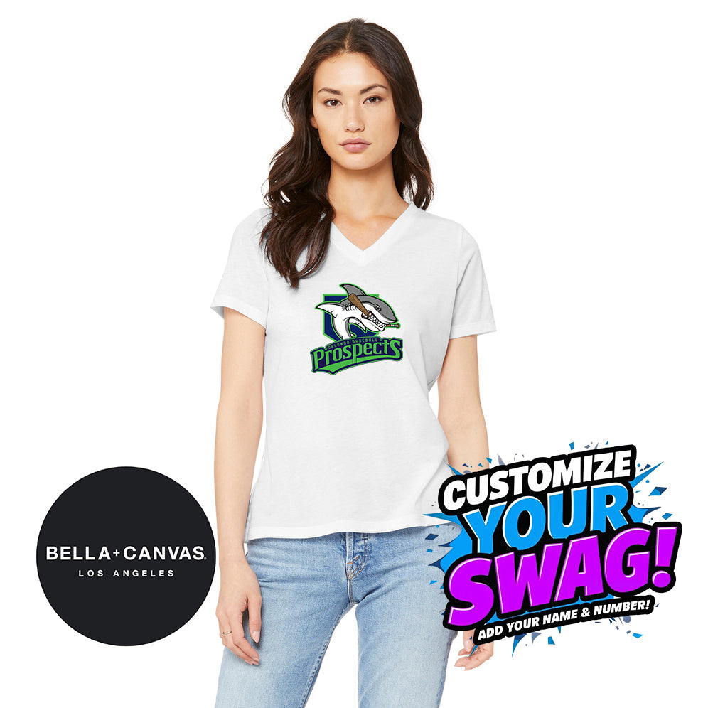 Bella + Canvas 6415 Ladies' Relaxed Triblend V-Neck T-Shirt - OBP Land Sharks