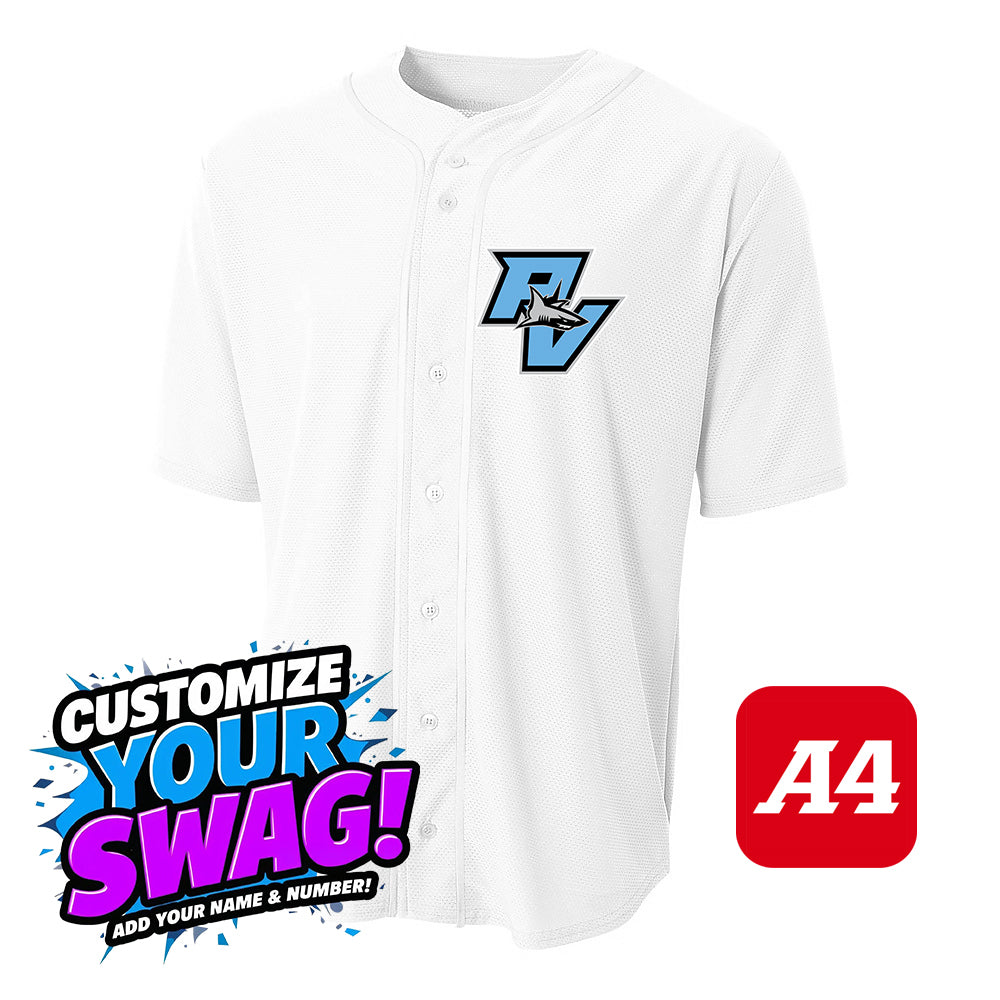 A4 Apparel N4184 Game Day Classic Baseball Jersey - PVAA Sharks