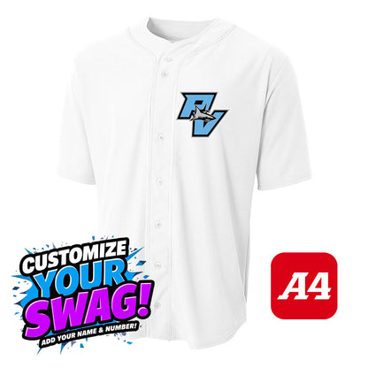 A4 Apparel N4184 Game Day Classic Baseball Jersey - PVAA Sharks