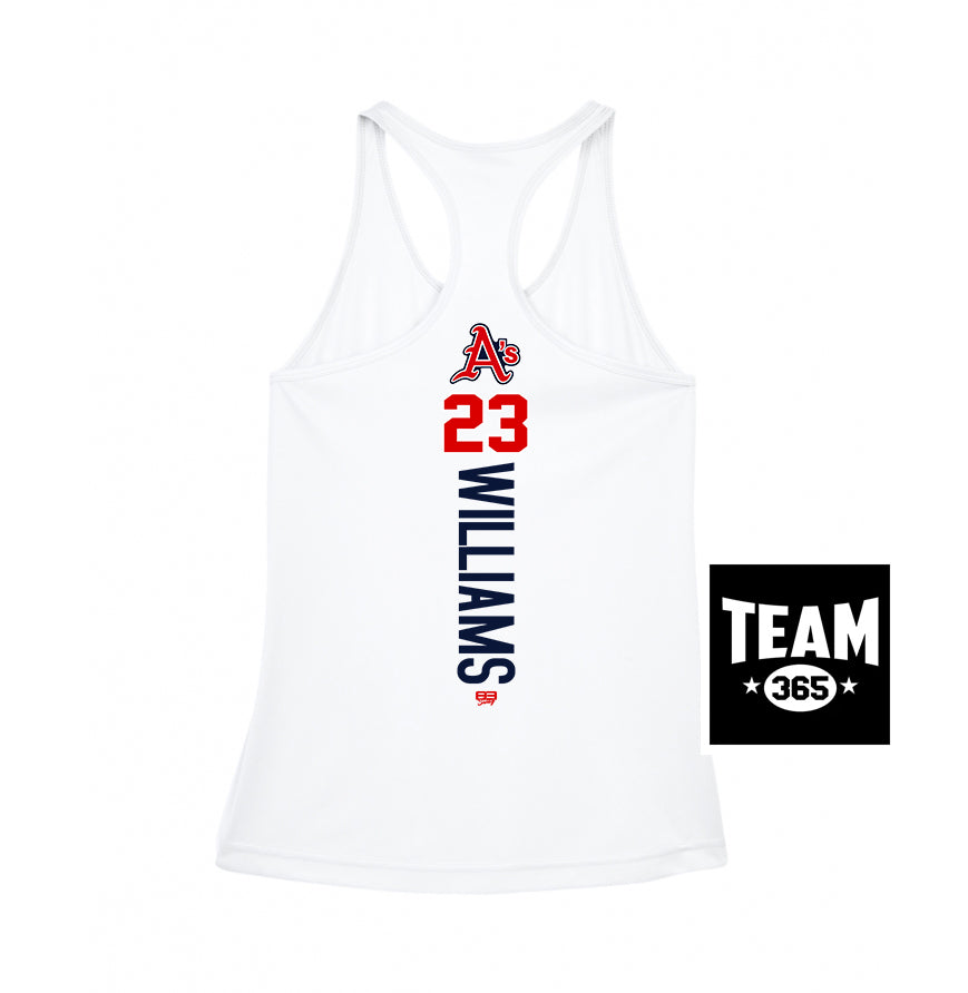 Team 365 TT11WRC Women's Zone Performance Racerback Tank - Little Rock A's Baseball