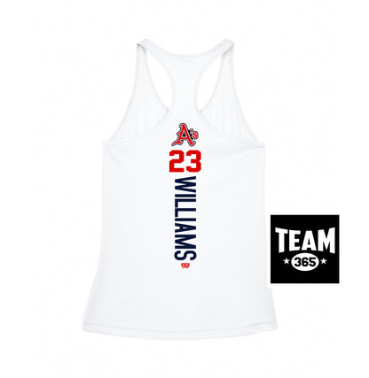 Team 365 TT11WRC Women's Zone Performance Racerback Tank - Little Rock A's Baseball