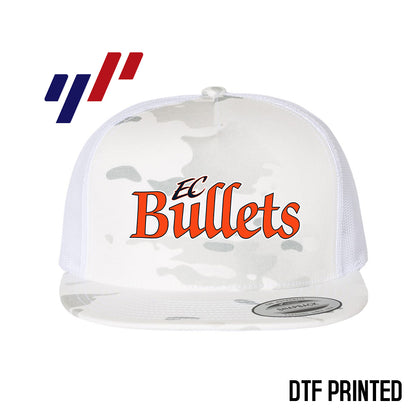 Yupoong 6006 Adult 5-Panel Classic Trucker Hat - DTF PRINTED - EC Bullets Softball