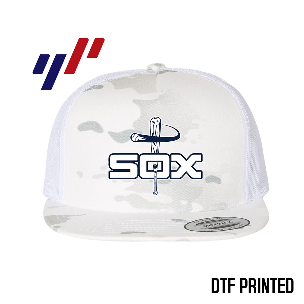 Yupoong 6006 Adult 5-Panel Classic Trucker Hat - DTF PRINTED - East Coast Sox Baseball