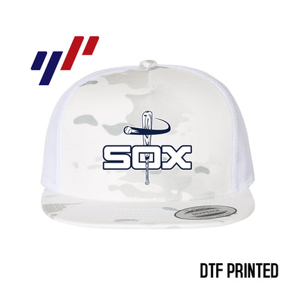 Yupoong 6006 Adult 5-Panel Classic Trucker Hat - DTF PRINTED - East Coast Sox Baseball