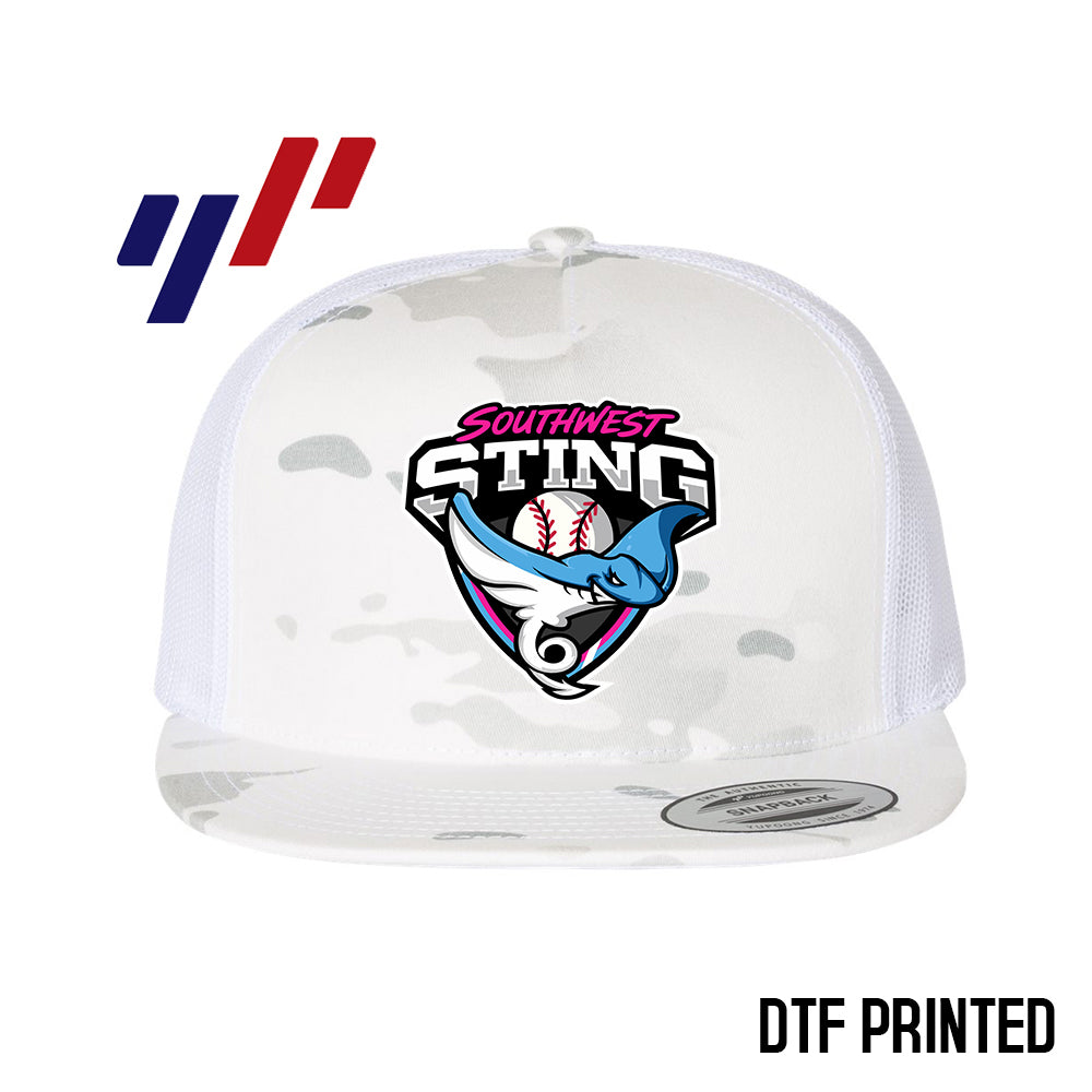 Yupoong 6006 Adult 5-Panel Classic Trucker Hat - DTF PRINTED - Southwest Sting Baseball