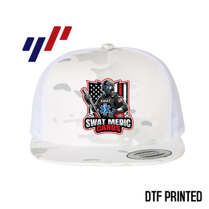 Yupoong 6006 Adult 5-Panel Classic Trucker Hat - DTF PRINTED - Swat Medic Cards