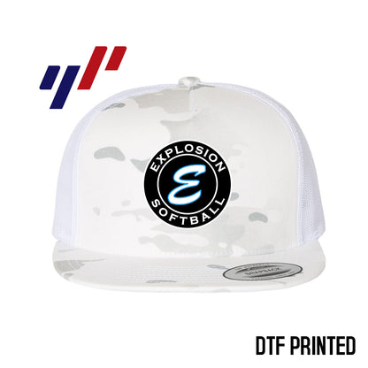 Yupoong 6006 Adult 5-Panel Classic Trucker Hat - DTF PRINTED - Explosion Softball