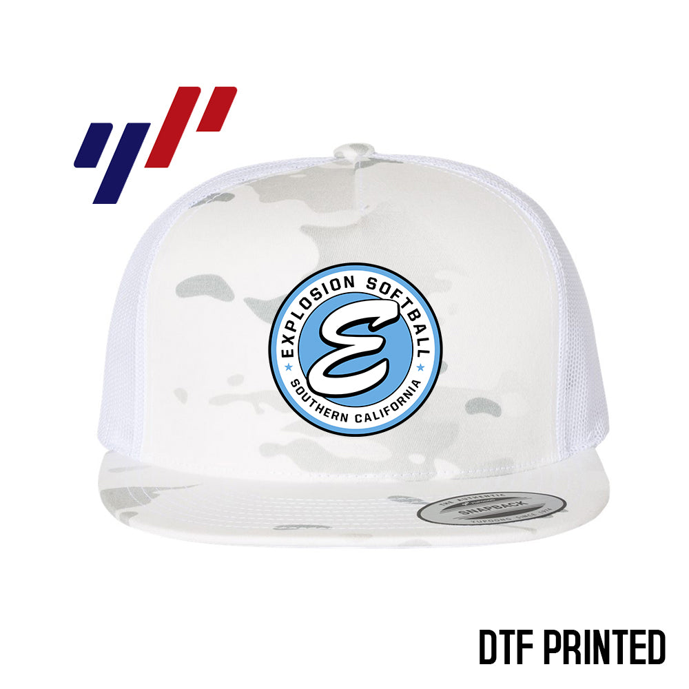 Yupoong 6006 Adult 5-Panel Classic Trucker Hat - DTF PRINTED - Explosion Softball