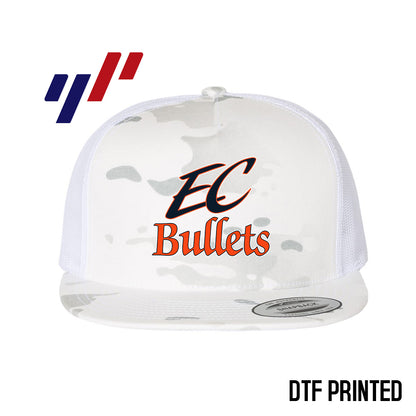 Yupoong 6006 Adult 5-Panel Classic Trucker Hat - DTF PRINTED - EC Bullets Softball