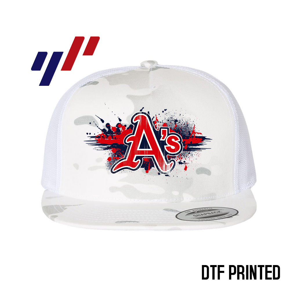 Yupoong 6006 Adult 5-Panel Classic Trucker Hat - DTF PRINTED - Little Rock A's Baseball