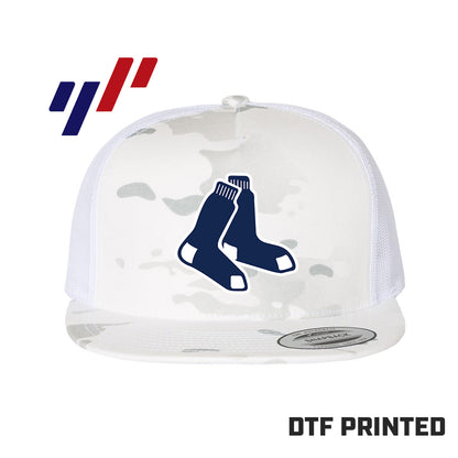 Yupoong 6006 Adult 5-Panel Classic Trucker Hat - DTF PRINTED - Blue Sox Baseball