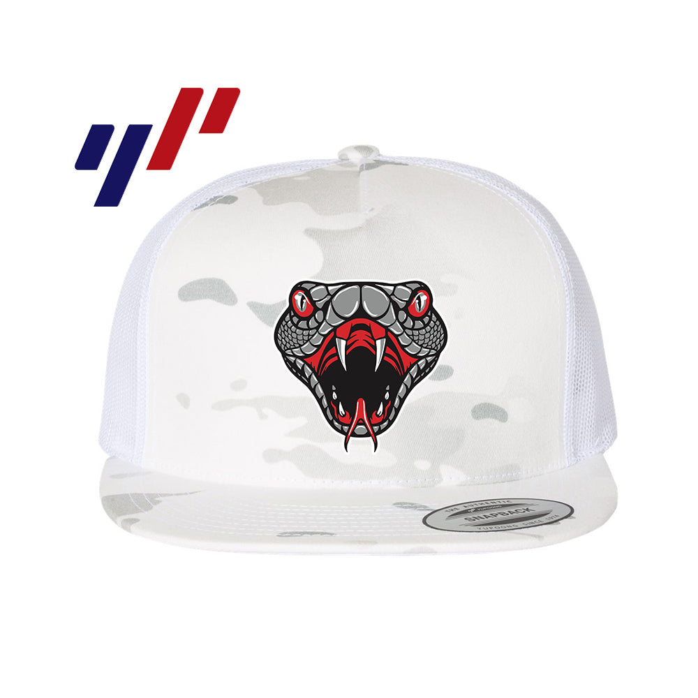 Yupoong 6006 Adult 5-Panel Classic Trucker Hat - DTF PRINTED - Black Creek Cottonmouths