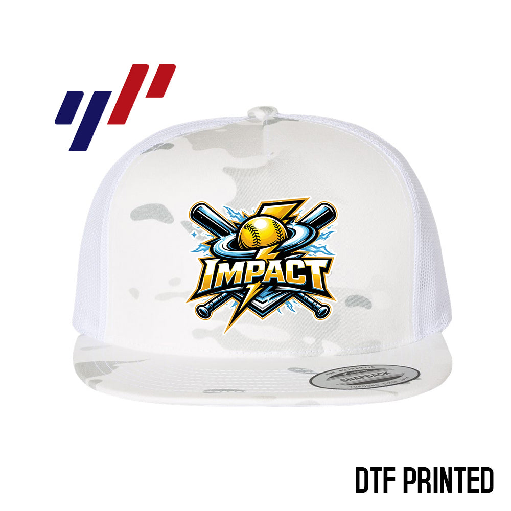 Yupoong 6006 Adult 5-Panel Classic Trucker Hat - DTF PRINTED - Impact Softball - Massachusetts