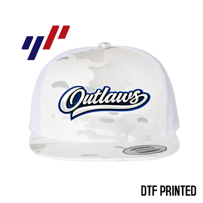 Yupoong 6006 Adult 5-Panel Classic Trucker Hat - DTF PRINTED - LBK Outlaws Baseball
