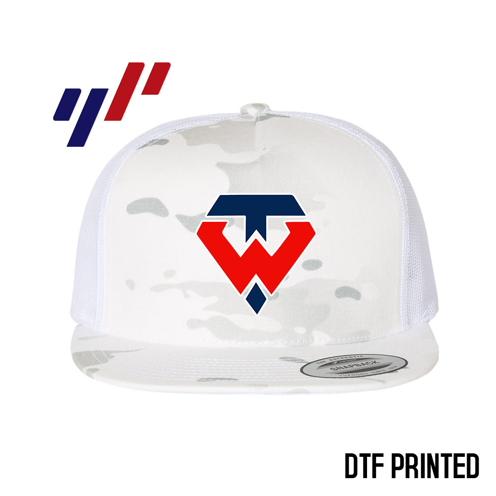 Yupoong 6006 Adult 5-Panel Classic Trucker Hat - DTF PRINTED - Tampa Warriors Baseball