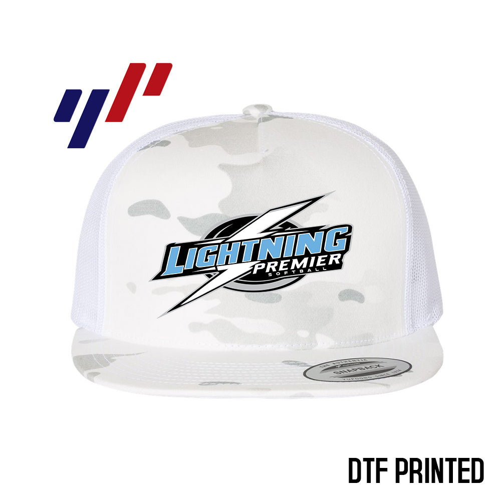 Yupoong 6006 Adult 5-Panel Classic Trucker Hat - DTF PRINTED - Lightning Premier Softball