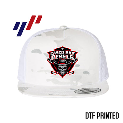 Yupoong 6006 Adult 5-Panel Classic Trucker Hat - DTF PRINTED - Casco Bay Rebels Hockey