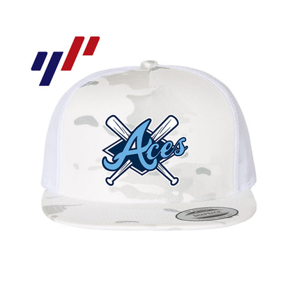 Yupoong 6006 Adult 5-Panel Classic Trucker Hat - DTF PRINTED - Aces Baseball