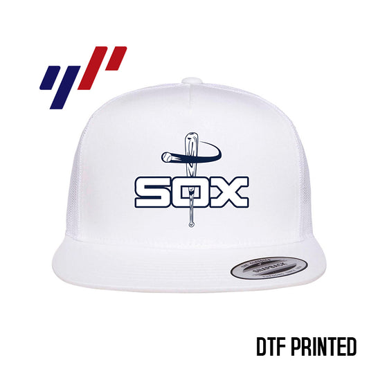 Yupoong 6006 Adult 5-Panel Classic Trucker Hat - DTF PRINTED - East Coast Sox Baseball