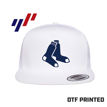 Yupoong 6006 Adult 5-Panel Classic Trucker Hat - DTF PRINTED - Blue Sox Baseball