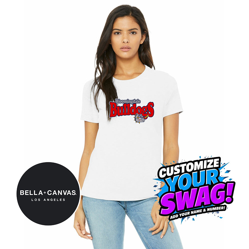 Bella + Canvas B6400 Women's Relaxed Jersey Short-Sleeve T-Shirt - Bloomingdale Bulldogs Baseball