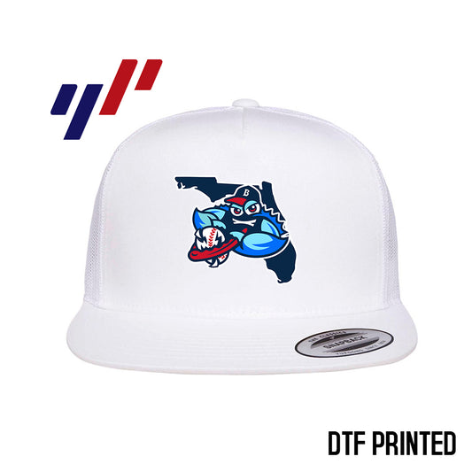 Yupoong 6006 Adult 5-Panel Classic Trucker Hat - DTF PRINTED - FCA Blueclaws Baseball