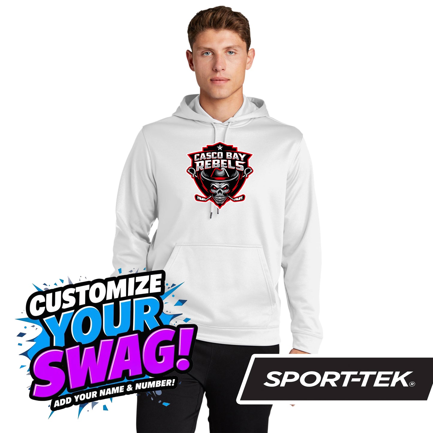 Sport-Tek Sport-Wick Fleece Hooded Pullover F244 - Casco Bay Rebels Hockey