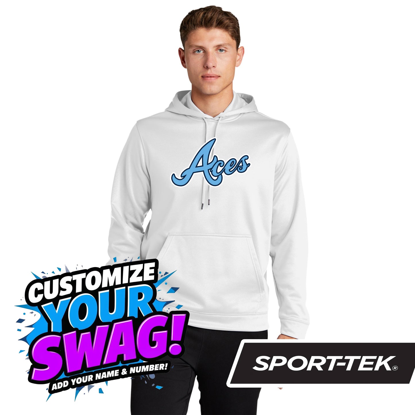Sport-Tek Sport-Wick Fleece Hooded Pullover F244 - Aces Baseball