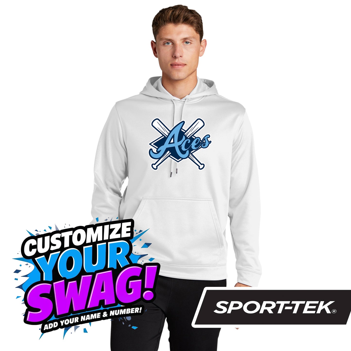 Sport-Tek Sport-Wick Fleece Hooded Pullover F244 - Aces Baseball