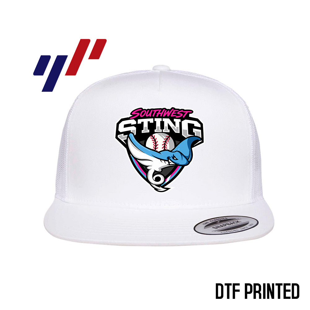 Yupoong 6006 Adult 5-Panel Classic Trucker Hat - DTF PRINTED - Southwest Sting Baseball