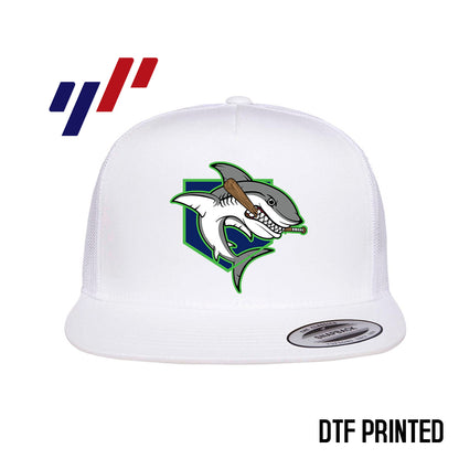 Yupoong 6006 Adult 5-Panel Classic Trucker Hat - DTF PRINTED - OBP Land Sharks