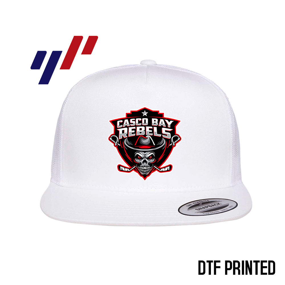 Yupoong 6006 Adult 5-Panel Classic Trucker Hat - DTF PRINTED - Casco Bay Rebels Hockey