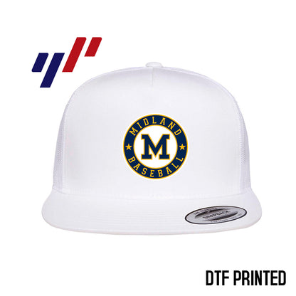 Yupoong 6006 Adult 5-Panel Classic Trucker Hat - DTF PRINTED - Midland Baseball