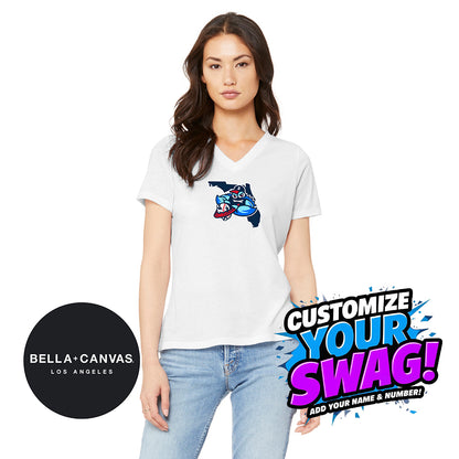 Bella + Canvas 6415 Ladies' Relaxed Triblend V-Neck T-Shirt - FCA Blueclaws Baseball