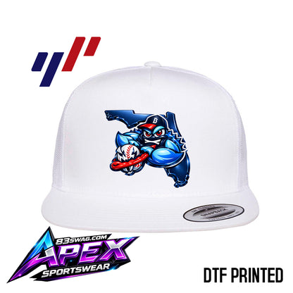 APEX Yupoong 6006 Adult 5-Panel Classic Trucker Hat - DTF PRINTED - FCA Blueclaws Baseball