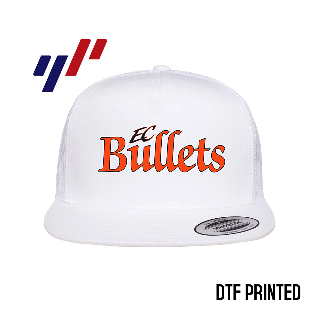 Yupoong 6006 Adult 5-Panel Classic Trucker Hat - DTF PRINTED - EC Bullets Softball