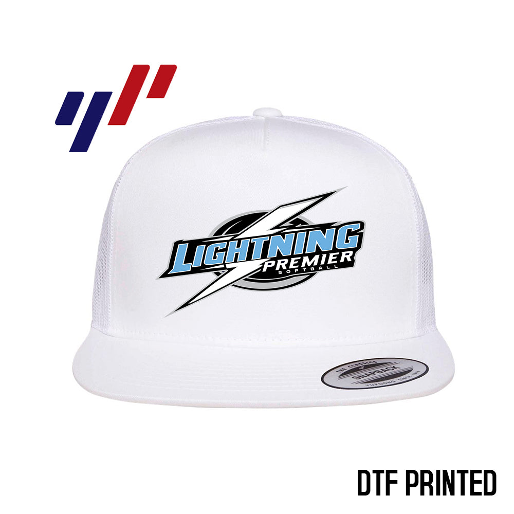 Yupoong 6006 Adult 5-Panel Classic Trucker Hat - DTF PRINTED - Lightning Premier Softball