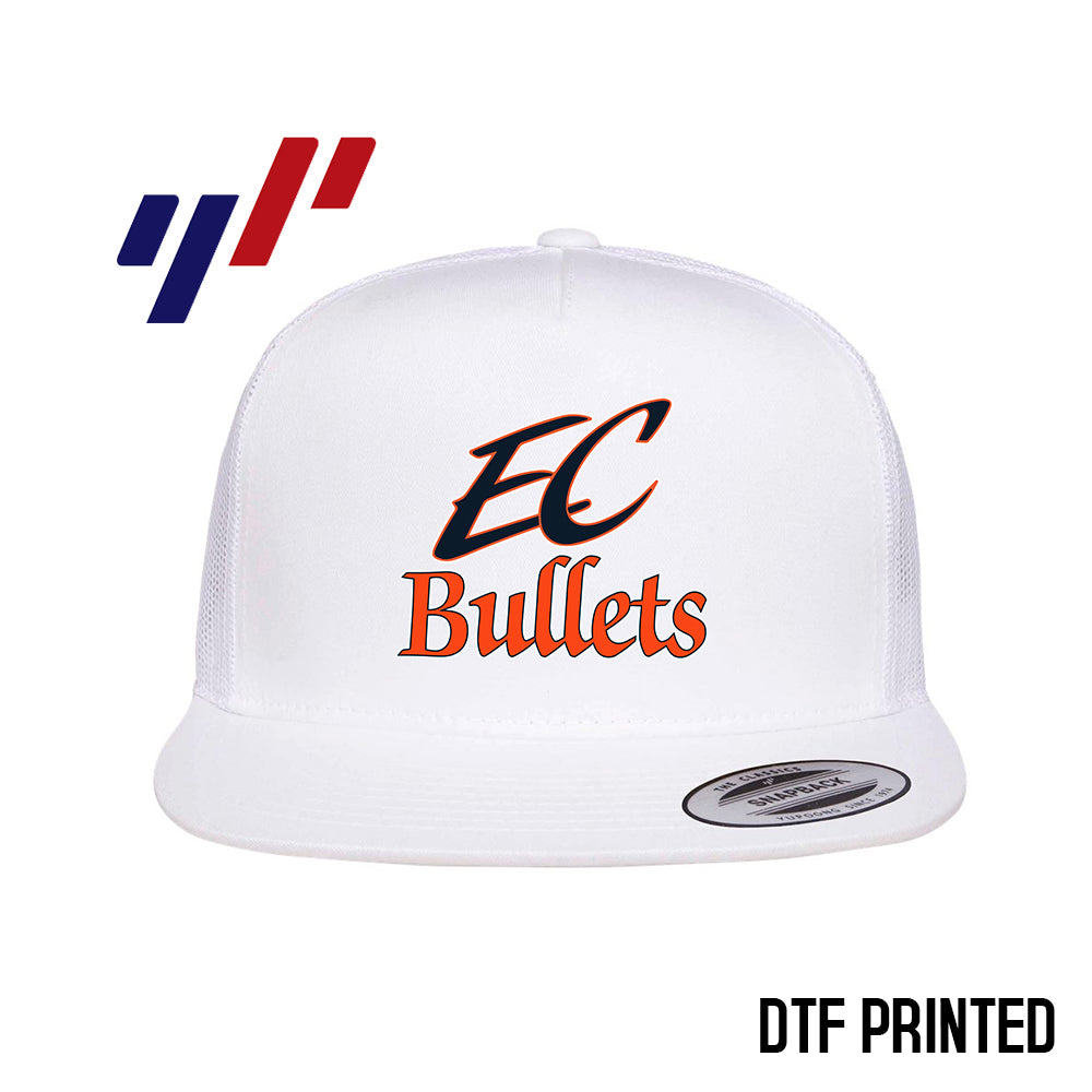Yupoong 6006 Adult 5-Panel Classic Trucker Hat - DTF PRINTED - EC Bullets Softball