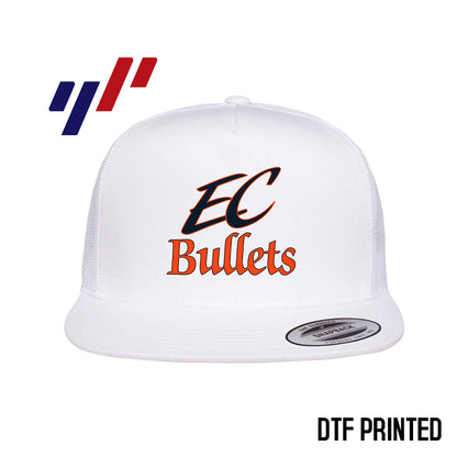 Yupoong 6006 Adult 5-Panel Classic Trucker Hat - DTF PRINTED - EC Bullets Softball