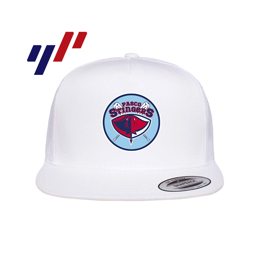 Yupoong 6006 Adult 5-Panel Classic Trucker Hat - DTF PRINTED - Pasco Stingers Baseball