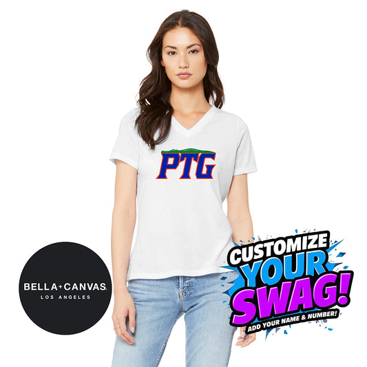 Bella + Canvas 6415 Ladies' Relaxed Triblend V-Neck T-Shirt - Palatka TailGators Baseball
